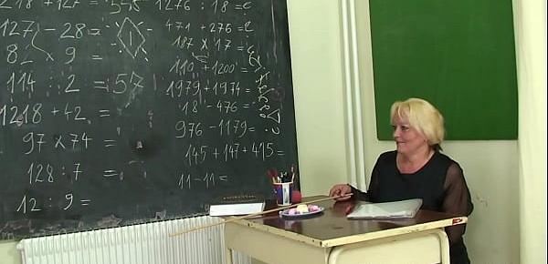  Old granny teacher and boys teen threesome fuck